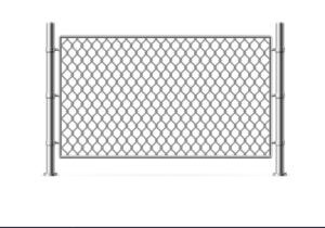 Realistic Detailed 3d Metal Fence Wire Mesh Security Barrier or Border for Protection. Vector illustration